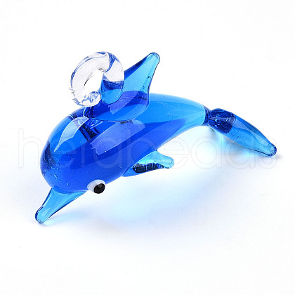 Handmade Silver Foil Lampwork Pendants LAMP-T023-15B-1