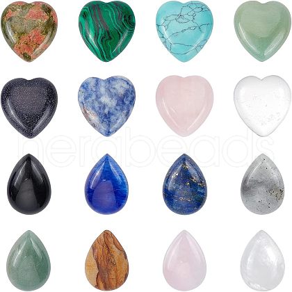 SUPERFINDINGS 16Pcs 16 Style Gemstone Cabochons G-FH0001-44-1