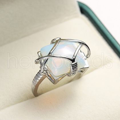Brass & Opalite Finger Rings FS-WG78CCB-03-1