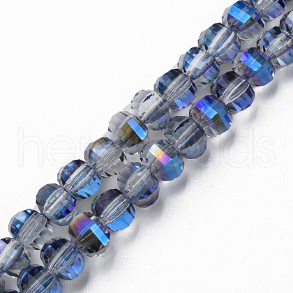Electroplate Transparent Glass Beads Strands EGLA-N002-30-C07-1