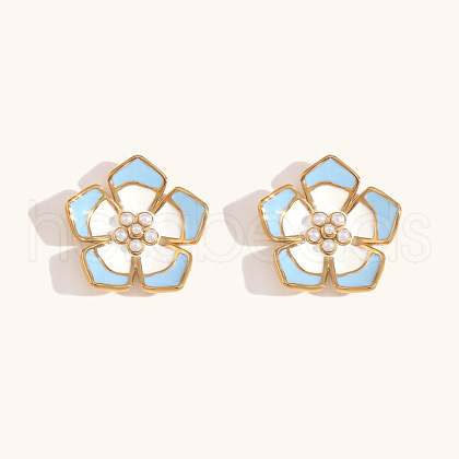304 Stainless Steel Enamel Stud Earrings FS-WGE828E-06-1