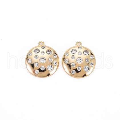 Brass Micro Pave Clear Cubic Zirconia Pendants KK-S364-076-1