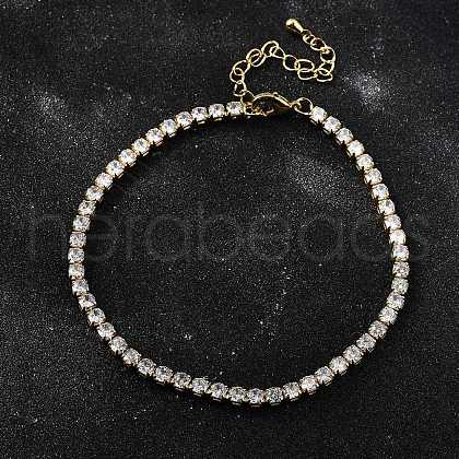 Brass Micro Pave Clear Cubic Zirconia Link Chain Bracelets for Women BJEW-S170-02G-A-1