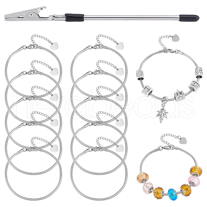 10Pcs Stainless Steel Round Snake Chain Bracelets BJEW-UN00008-1