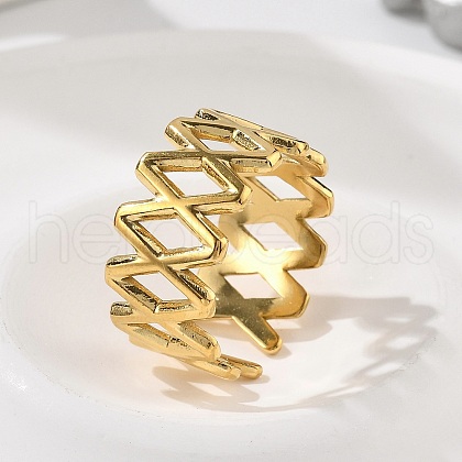 Letter X 304 Stainless Steel Open Cuff Rings RJEW-R014-02G-03-1