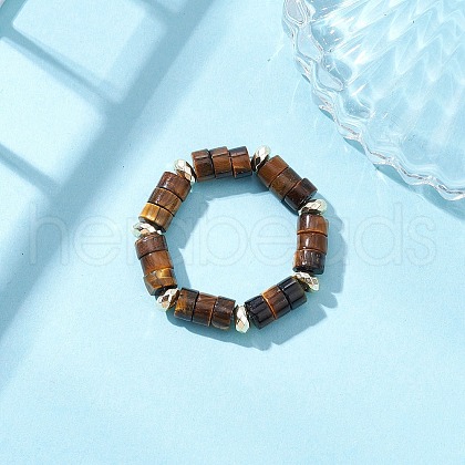 Hematite Beads & Natural Natural Tiger Eye Finger Rings for Women RJEW-JR00873-04-1