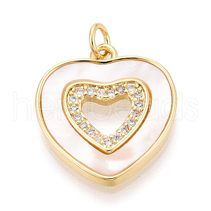 Brass Micro Pave Clear Cubic Zirconia Pendants KK-N268-47G-1