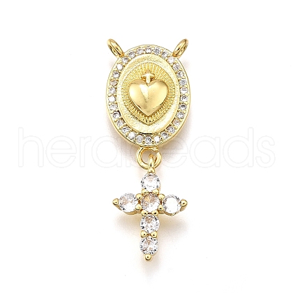Rack Plating Brass Micro Pave Cubic Zirconia Pendants KK-K401-71G-1