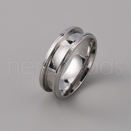 201 Stainless Steel Grooved Finger Ring Settings STAS-WH0027-26G-P-1