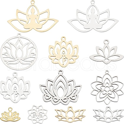 SUNNYCLUE 24Pcs 12 Style 201 Stainless Steel Pendants STAS-SC0003-54-1