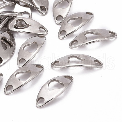 Tarnish Resistant Curved Oval with Heart 201 Stainless Steel Links connectors STAS-R071-26-1