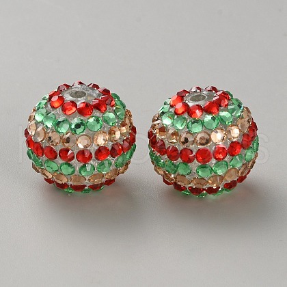 Christmas Theme Resin Rhinestone Beads RB-WH0003-08J-1