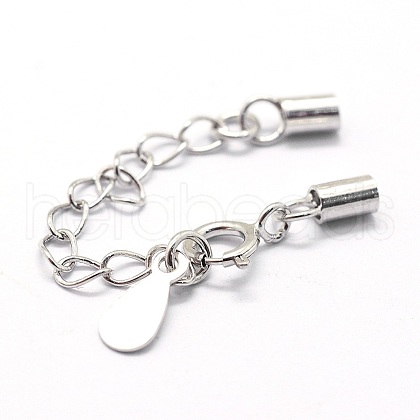 Anti-Tarnish Rhodium Plated 925 Sterling Silver Cord Ends STER-I016-129D-1