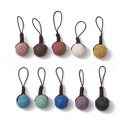 Round Natural Lava Rock Pendant Decorations PALLOY-JF03446-1