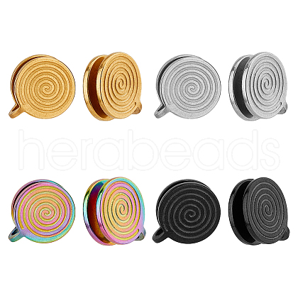 FIBLOOM 8Pcs 4 Colors 304 Stainless Steel Vortex Cuff Earrings EJEW-FI0001-60-1