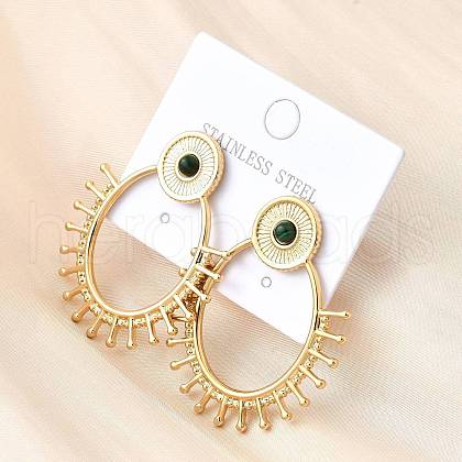 Oval 304 Stainless Steel Stud Earrings EJEW-D315-05G-1
