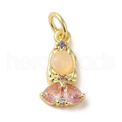 Brass Micro Pave Colorful Cubic Zirconia Glass Pendants X-KK-R162-026I-G-1