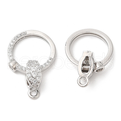 Brass Micro Pave Clear Cubic Zirconia Fold Over Clasps KK-K333-54P-1