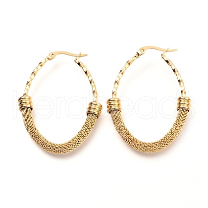 304 Stainless Steel Mesh Hoop Earrings EJEW-C501-15G-A-1