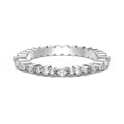 Rhodium Plated 925 Sterling Silver Micro Pave Cubic Zirconia Finger Rings for Women RJEW-K253-09P-1