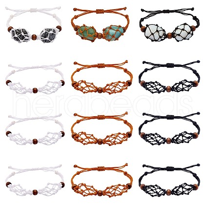 12Pcs Adjustable Braided Nylon Cord Macrame Pouch Bracelet Making AJEW-SW00010-02-1