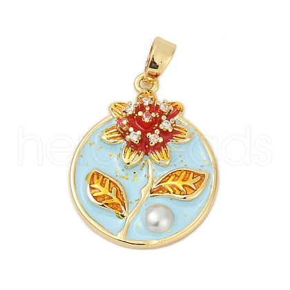 Brass Micro Pave Cubic Zirconia Pendants KK-U068-08G-01-1