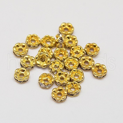 Flower Brass Crystal Rhinestone Bead Spacers RB-D302-G-1