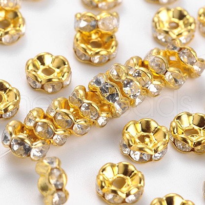 Brass Rhinestone Spacer Beads X-RSB028-B01G-1