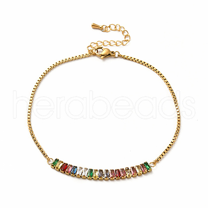 Ion Plating(IP) 304 Stainless Steel Box Chain Bracelets BJEW-C035-01G-1