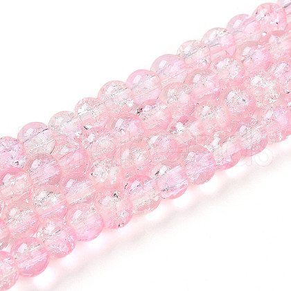 Spray Painted Crackle Glass Beads Strands CCG-Q002-6mm-01-1