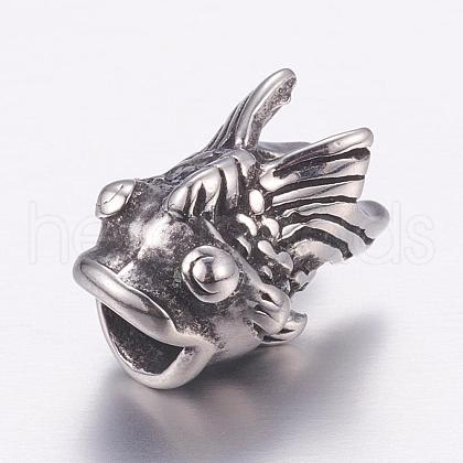 304 Stainless Steel European Beads STAS-P173-017AS-1