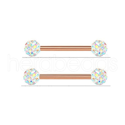 304 Stainless Steel Micro Pave Cubic Zirconia Round Nipple Barbells WGD80F3-08-1