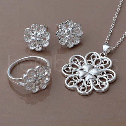 Brass Pendant Necklace & Stud Earring & Ring FS-WG54E60-12-1