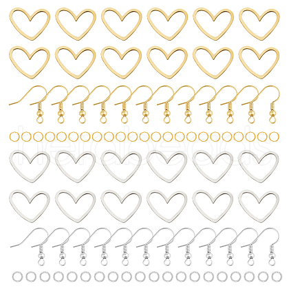 DELORIGIN DIY Stainless Steel Heart Dangle Earrings Making Kit DIY-DR0001-39-1