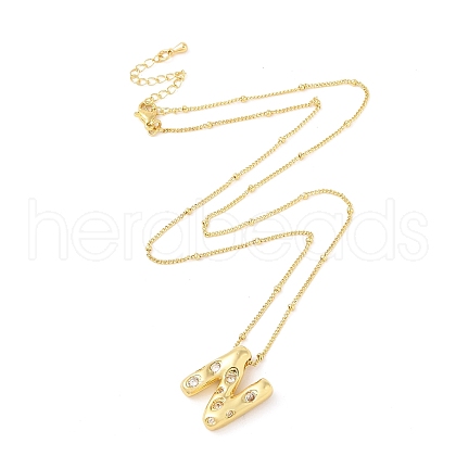 Brass Micro Pave Clear Cubic Zirconia Pendant Necklaces NJEW-Z038-01G-N-1