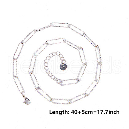 Non-Tarnish 5MM Unisex 304 Stainless Steel Paperclip Chains Necklaces SB4565-1-1