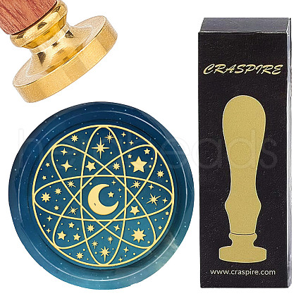 Brass Wax Seal Stamps with Wood Handle AJEW-WH0412-0150-1