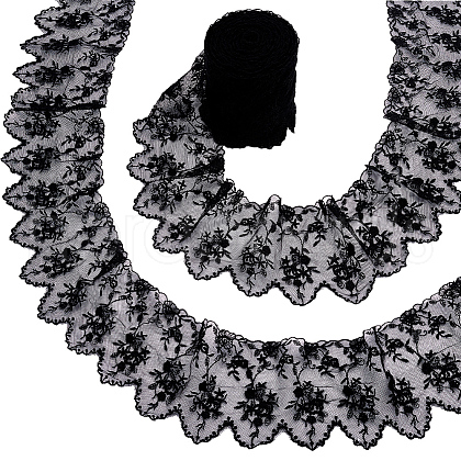 7.5 Yards Flower Pattern Artificial Fibers Lace Embroidery Sewing Trimming DIY-FG0005-08A-1