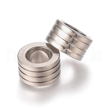 201 Stainless Steel Grooved Beads STAS-L238-011P-1