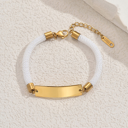 Ion Plating(IP) 304 Stainless Steel ID Bracelets for Women CJ3511-2-1