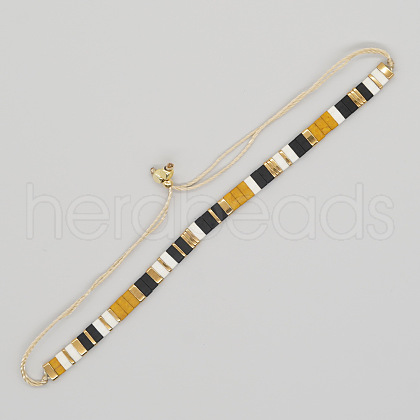 Vintage Ethnic Style Glass Tila Beaded Handmade Slider Bracelets for Women ZN9527-5-1