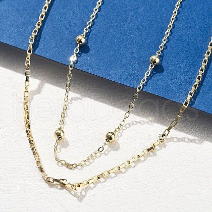 Brass Double Layer Necklaces NJEW-D302-54G-1