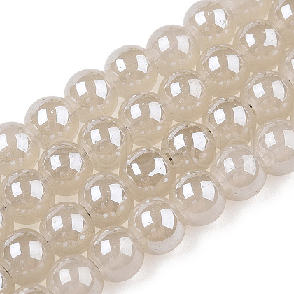 Electroplate Glass Beads Strands EGLA-Q062-6mm-E08-01-1