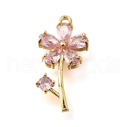 Brass Micro Pave Clear Cubic Zirconia Pendants KK-U065-01C-G-1