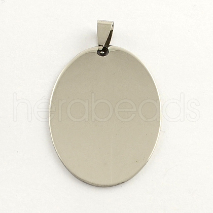 Non-Tarnish 201 Stainless Steel Oval Stamping Blank Tag Pendants STAS-S030-11-1