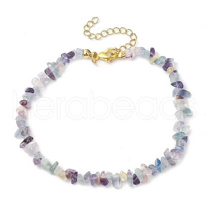 Natural Fluorite Anklets AJEW-AN00592-02-1