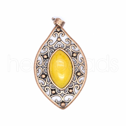 Retro Hollow Natural Topaz Jade Pendants PW-WGEF371-09-1