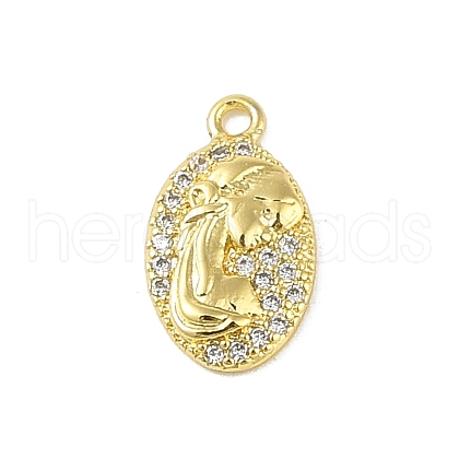 Brass Micro Pave Clear Cubic Zirconia Pendants KK-E111-29G-1