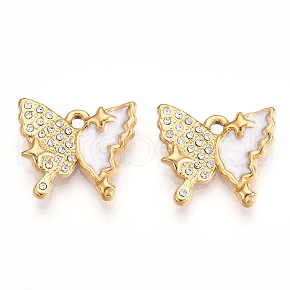 Ion Plating(IP) 304 Stainless Steel Enamel Rhinestone Pendants STAS-T064-59-1