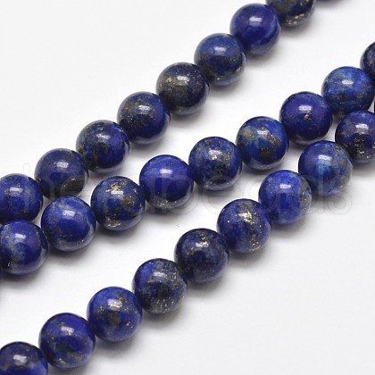 Natural Lapis Lazuli Round Bead Strands X-G-E262-01-8mm-1